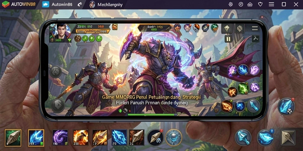 Screenshot gameplay <strong>AUTOWIN88</strong> yang menunjukkan pertempuran seru dan kerjasama tim.