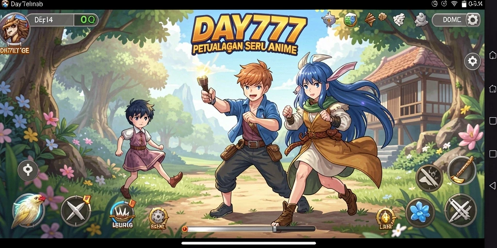 Tampilan seru dari gameplay DAY777 di dunia Anime.