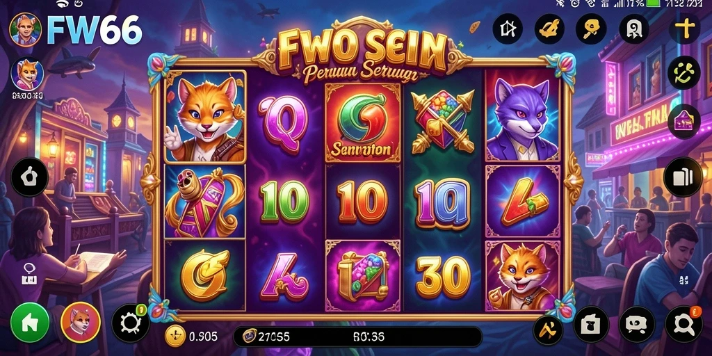 Tampilan gameplay FW66 dengan putaran slot yang menegangkan dan grafis memukau.