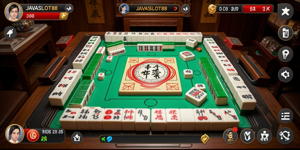 Screenshot gameplay <strong>JAVASLOT88</strong> dengan tampilan Mahjong yang menawan.
