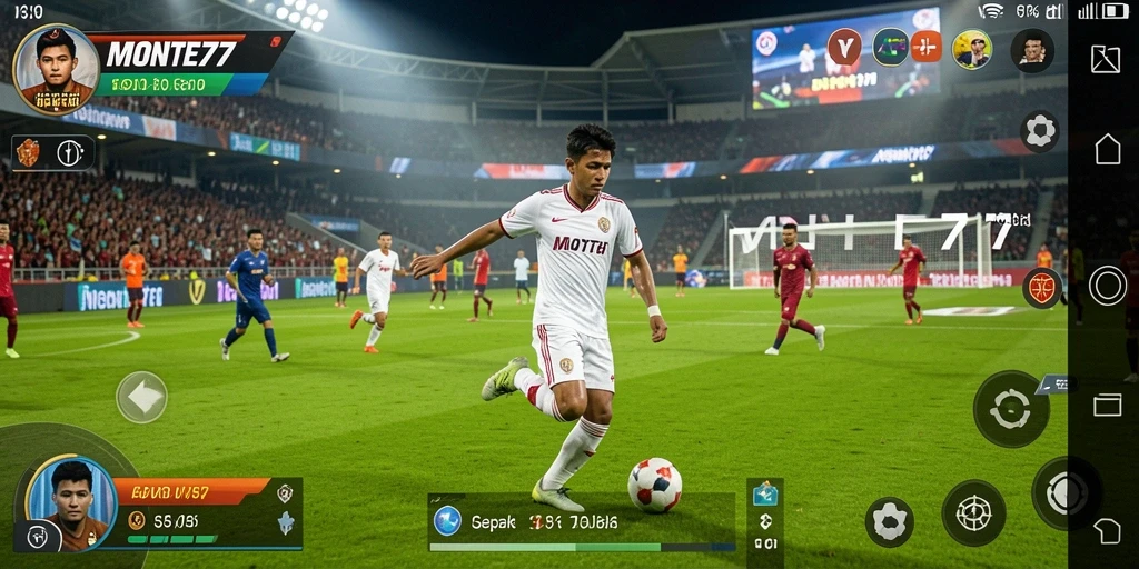 Tampilan gameplay menarik dari MONTE77 dengan aksi sepak bola mendebarkan.