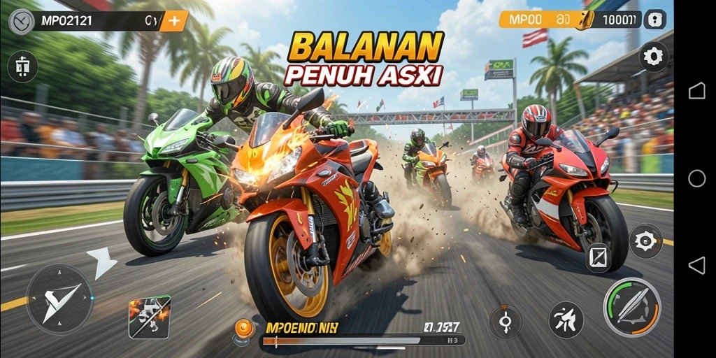 Tampilan gameplay seru dan kompetisi balapan motor.