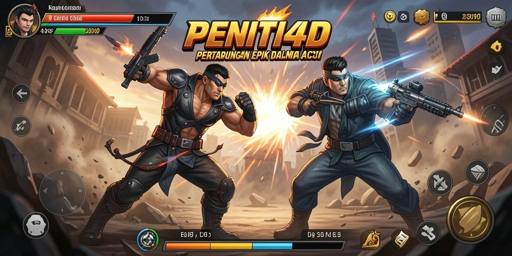 Screenshot gameplay PENITI4D yang menunjukkan aksi seru dalam pertarungan.