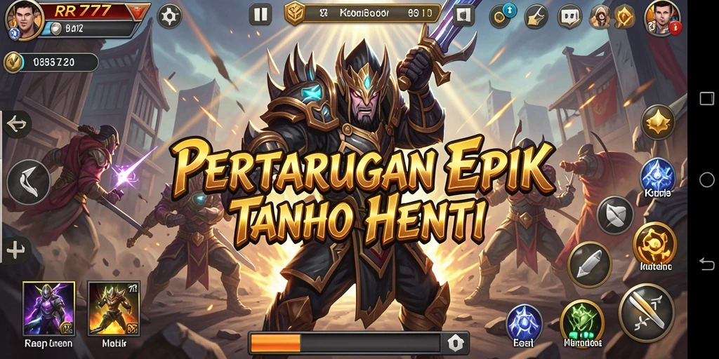 Tangkapan layar gameplay RR777 menunjukkan pertarungan dengan grafis yang mengesankan.