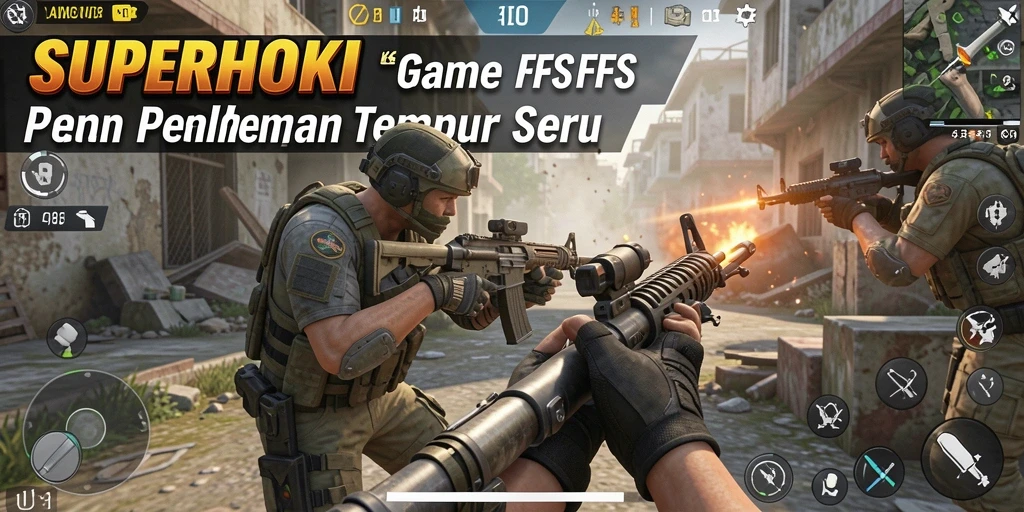 Tampilan gameplay SUPERHOKI dengan aksi tembak-menembak yang intens.