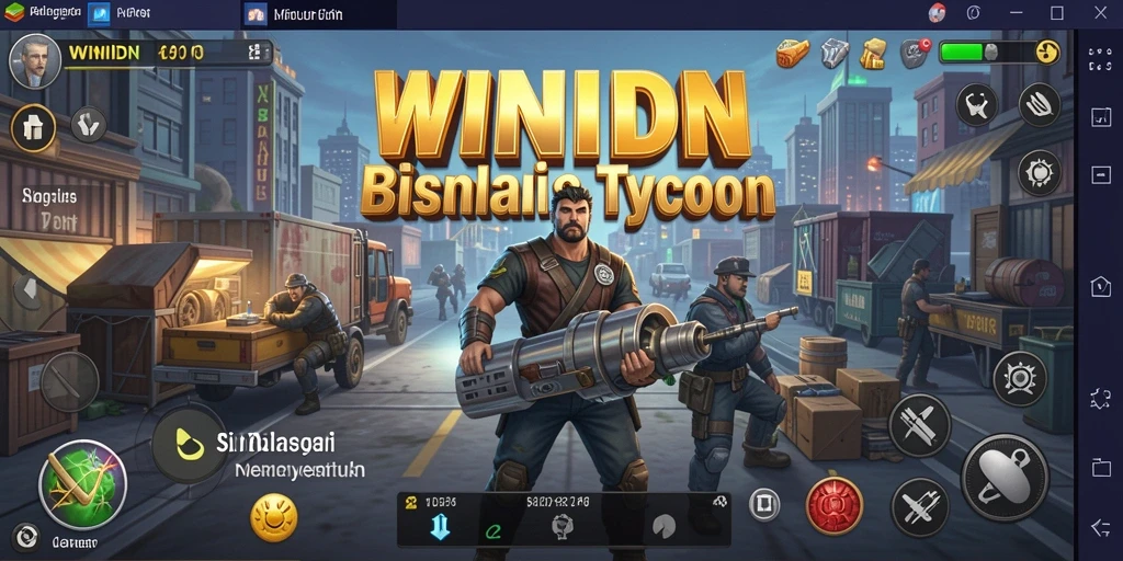 Tangkapan layar gameplay WINIDN yang menunjukkan manajemen bisnis yang mendetail.