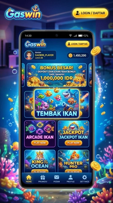 Tampilan utama aplikasi gaswin yang menarik dan mudah dinavigasi.